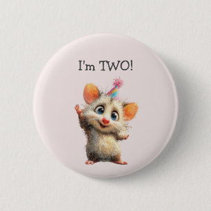 Opossum Birthday Button • Cute Woodland Party