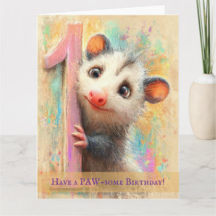 Opossum Birthday Card