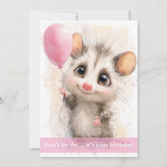 Opossum Birthday Card (Front)