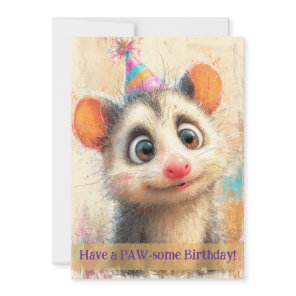 Opossum Birthday Card