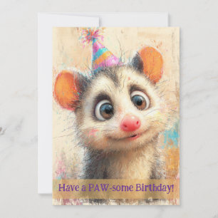 Opossum Birthday Card