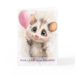 Opossum Birthday Card