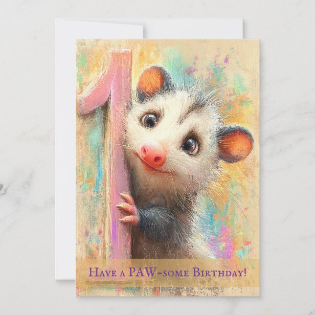 Opossum Birthday Card (Front)