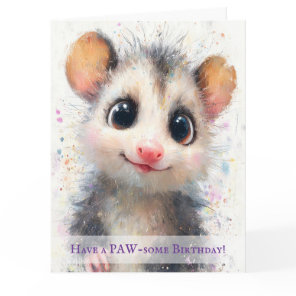 Opossum Birthday Card