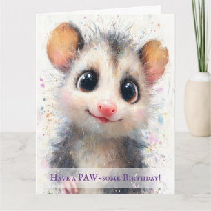 Opossum Birthday Card