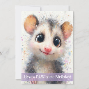 Opossum Birthday Card