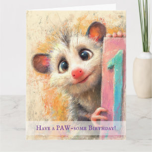 Opossum Birthday Card