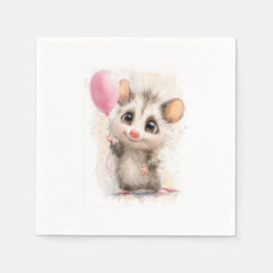 Opossum Birthday Napkin • Cute Woodland Party Serv
