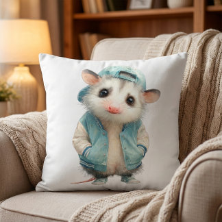 Opossum Birthday Pillow • Woodland Animal Decor