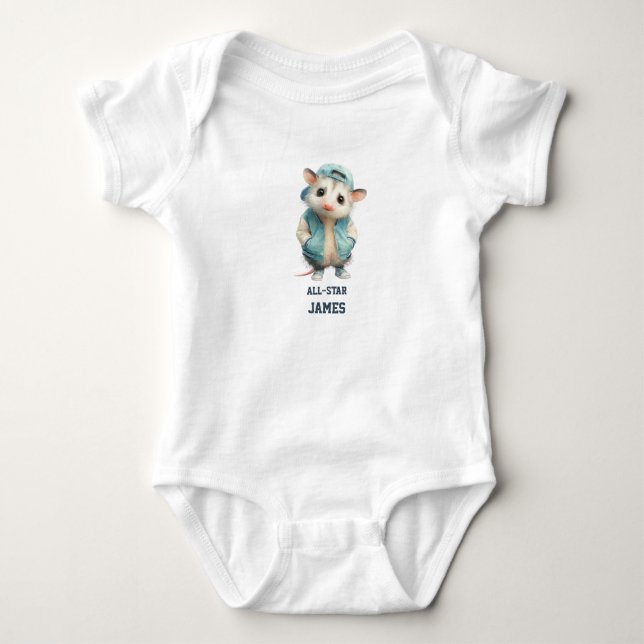 Opossum Birthday Romper • Woodland Animal Outfit (Front)