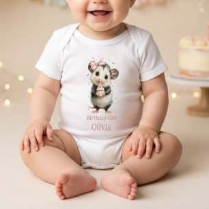 Opossum Birthday Romper • Woodland Animal Outfit