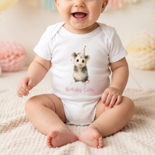Opossum Birthday Romper • Woodland Animal Outfit