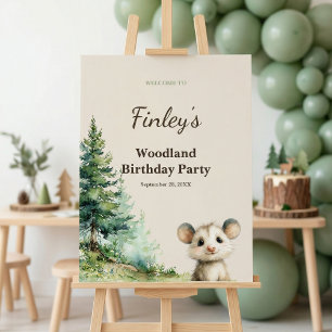 Opossum Birthday Welcome Sign • Cute Woodland