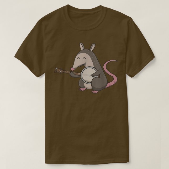 Opossum Bluegrass Acustic Guitar Mandolin Fiddle B T-Shirt (Design Front)