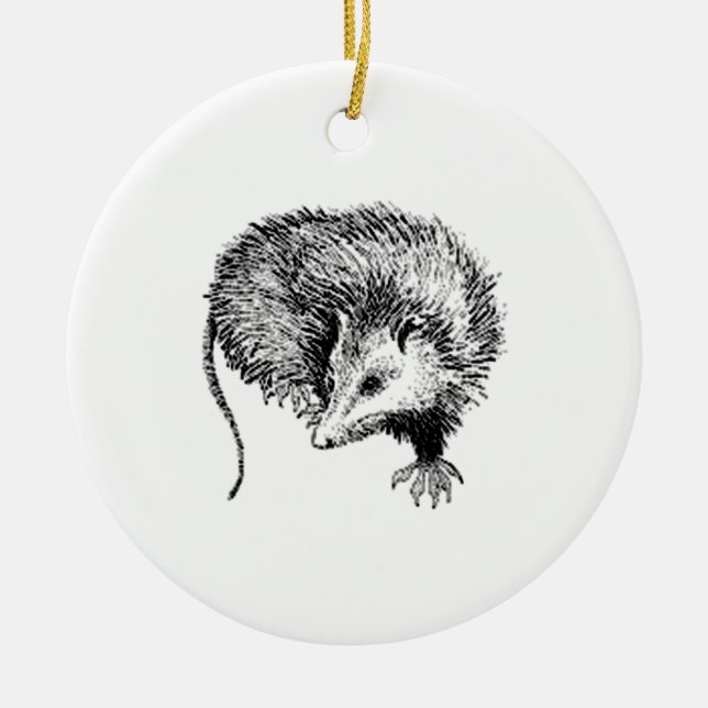 Opossum Ceramic Ornament (Front)