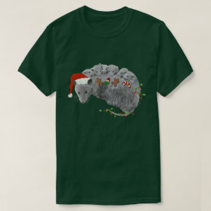 Opossum Christmas Baby Possums Wrapped in Lights T-Shirt