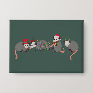 Opossum Christmas Cute Wild Animals Funny Xmas Button