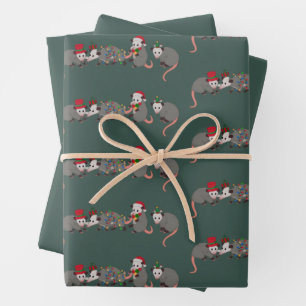 Opossum Christmas Cute Wild Animals Funny Xmas Wrapping Paper Sheets