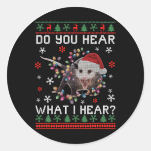 Opossum Christmas Do You Hear What I Hear Xmas Opo Classic Round Sticker