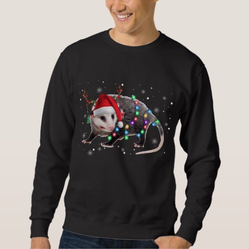 Opossum Christmas Lights Santa Reindeer Opossum Lo Sweatshirt