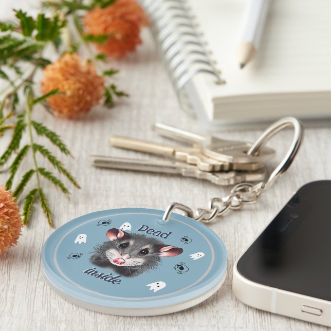 Opossum Dead Inside Acrylic Keychain (Front Right)