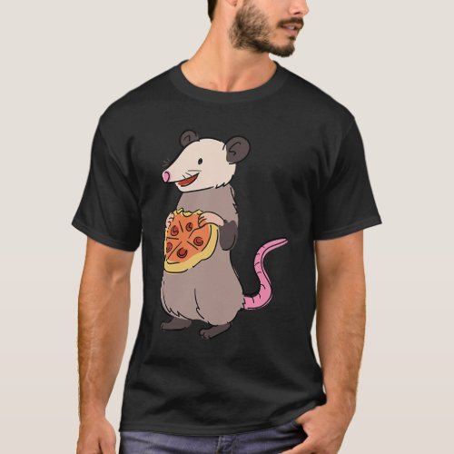 Opossum Eating Pizza Fast Food Rodent Cute Forest  T_Shirt