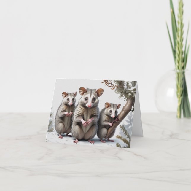 Opossum Family Illustration Art Greeting Card (Front)
