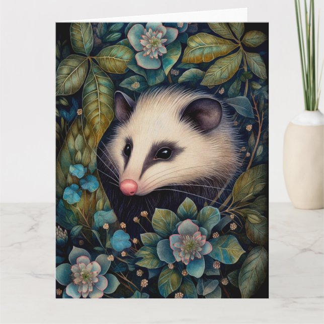 Opossum in the Brambles Greeting Card (Front)