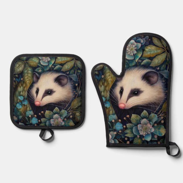  Opossum in the Brambles   Oven Mitt & Pot Holder Set (Front)