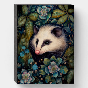 Opossum in the Brambles  Wooden Box Sign