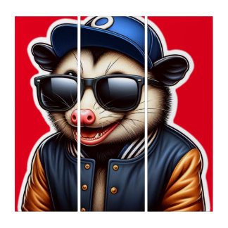 OPOSSUM IN VARSITY JACKET 4 TRIPTYCH