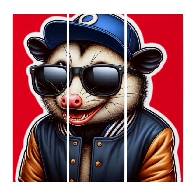 OPOSSUM IN VARSITY JACKET 4 TRIPTYCH (Front)
