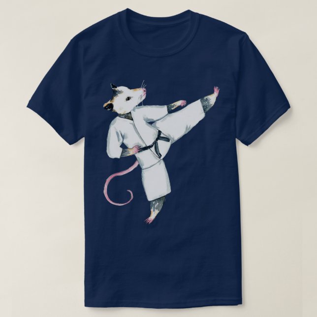 Opossum karate sport women man watercolor T-Shirt (Design Front)