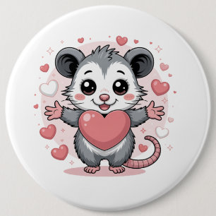 Opossum Love and Friendship Cute Animal Heart Desi Button