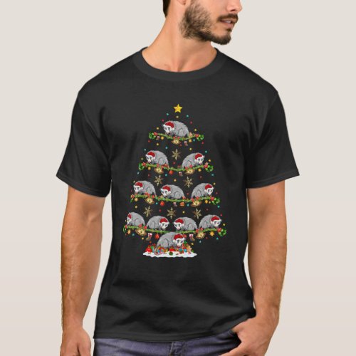 Opossum Lover Xmas Lighting Santa Opossum Christma T_Shirt