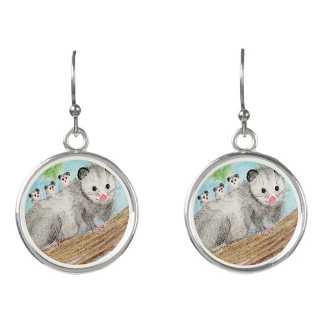 Opossum Mom Earrings (Front)