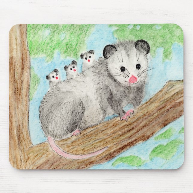 Opossum Mom Mouse Pad (Front)