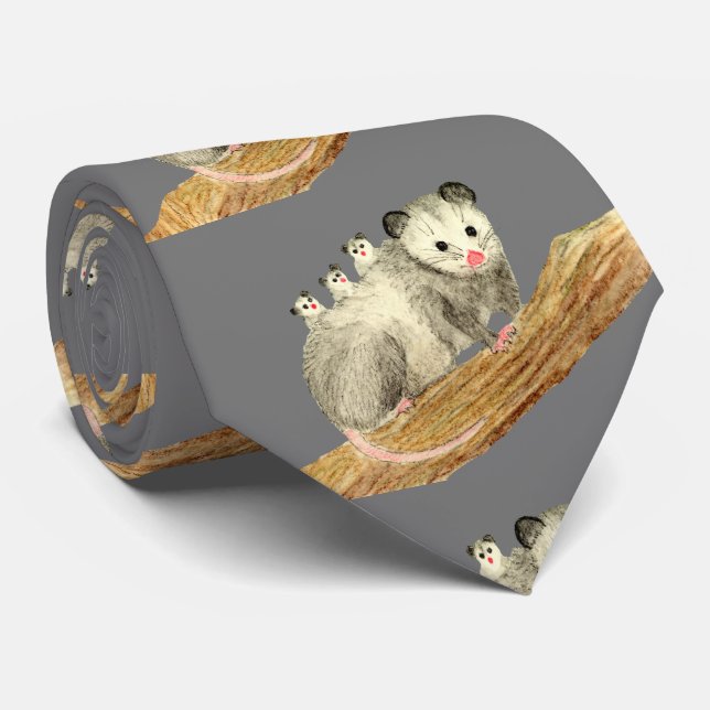 Opossum Mom Neck Tie (Rolled)