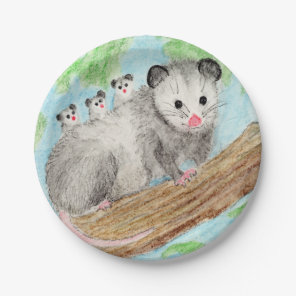 Opossum Mom Paper Plates