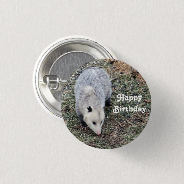 Opossum Photo Birthday Button (Front & Back)