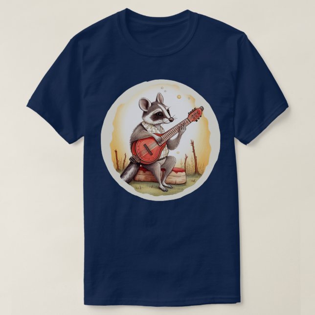 Opossum playing banjo 1 T-Shirt (Design Front)