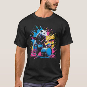 Opossum Playing Drums Drumming Drummer Monster T-Shirt