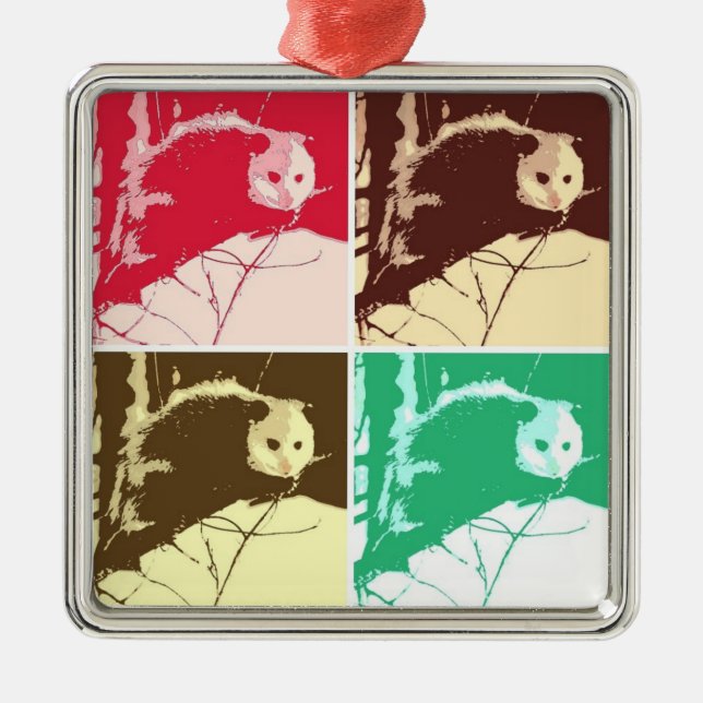 Opossum Pop Art Metal Ornament (Front)