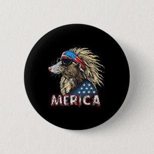 Opossum Possum - Patriotic Usa 4th Of July America Button