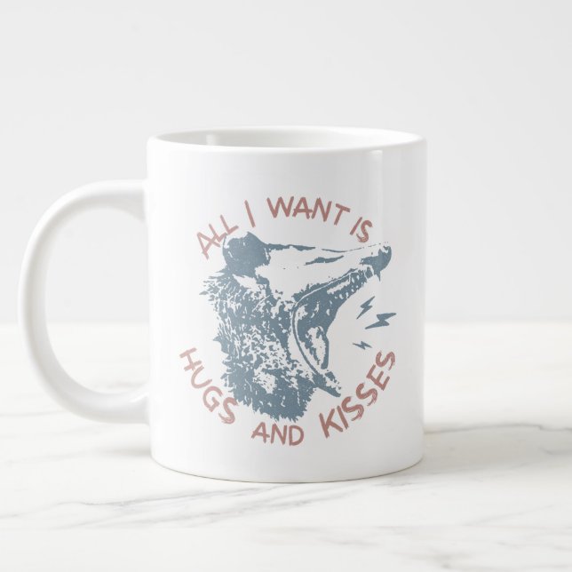 Opossum Possum Wishing For Love Funny Animal Meme Giant Coffee Mug (Left)