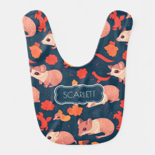 Opossum Retro Colorful Personalized Pattern Baby Bib