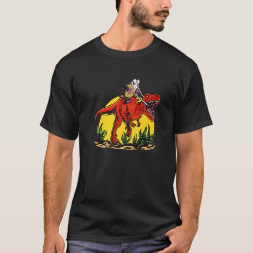 Opossum Riding Rex Dinosaur Cute Possums Fun Costu T_Shirt