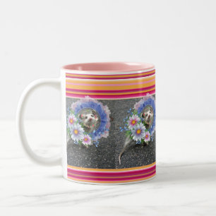 Opossum Stripe Floral Pink Mug