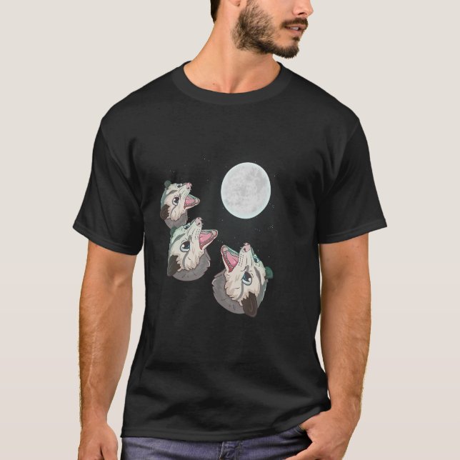 Opossum  Three Opossum Moon Opossum T-Shirt (Front)