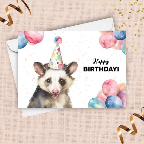 Opossum Wildlife Possum Wild Animal Happy Birthday Card